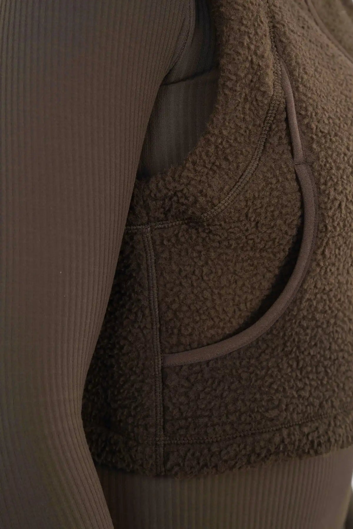 Vitality Polar Fleece Cropped Vest - Toasted Walnut