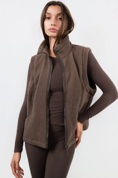 Vitality Polar Fleece Vest - Milk Chocolate