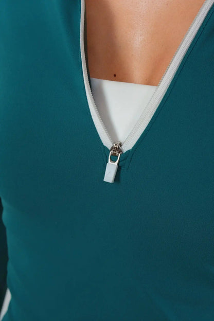 Cloud II® Fitted Half Zip - Spruce Contrast