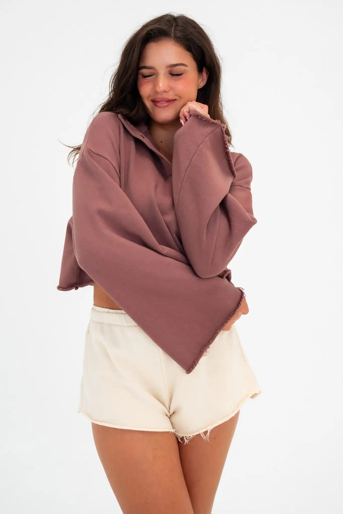 Vitality Homebody® Bell Sleeve Hoodie - Sepia Washed