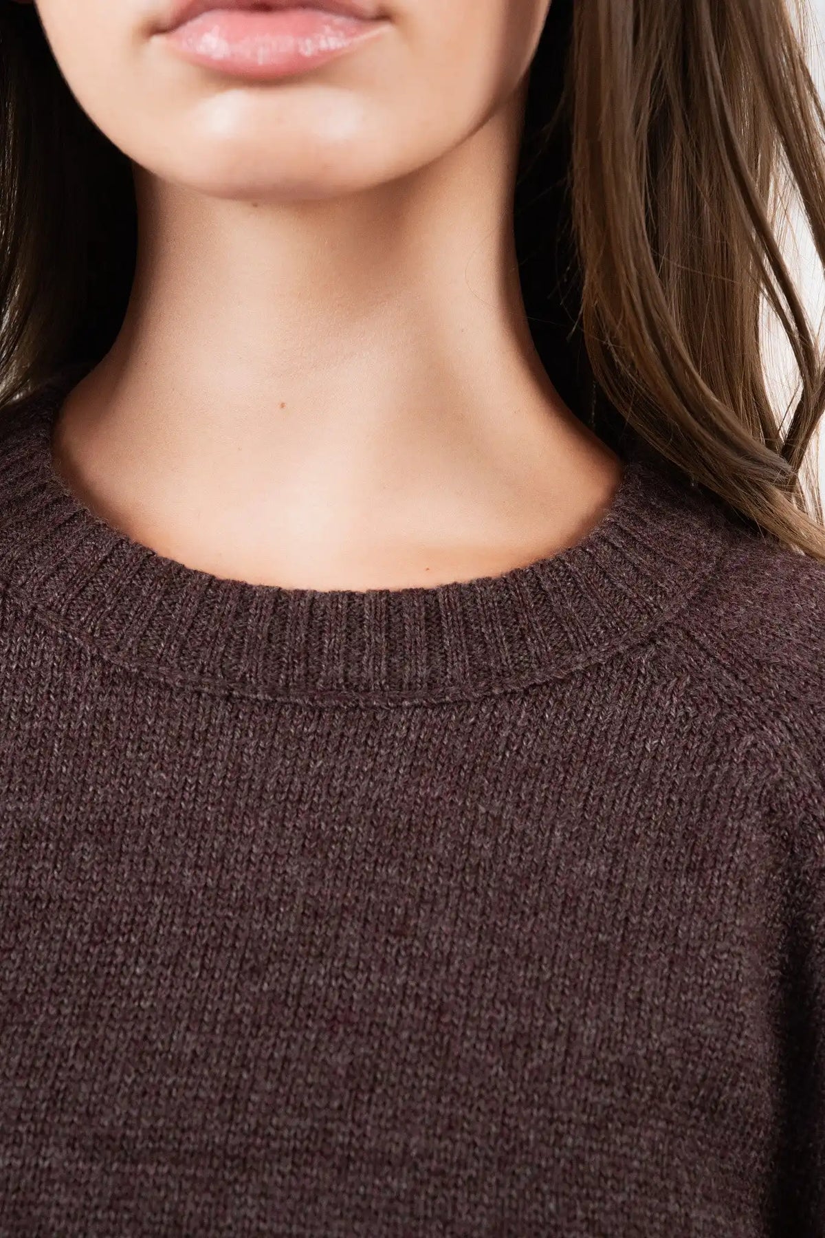 Vitality Knit Oversized Crewneck Sweater - Espresso Marl