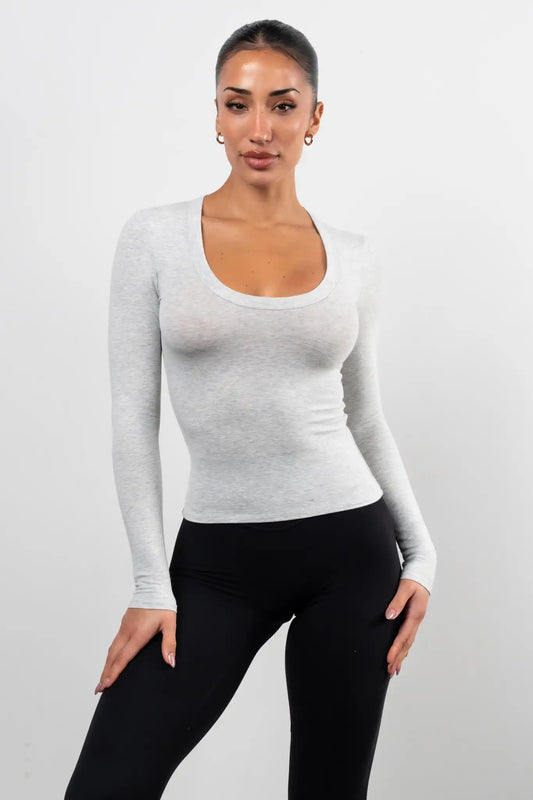 Vitality Basis® Scoop Long Sleeve - Stone Heather