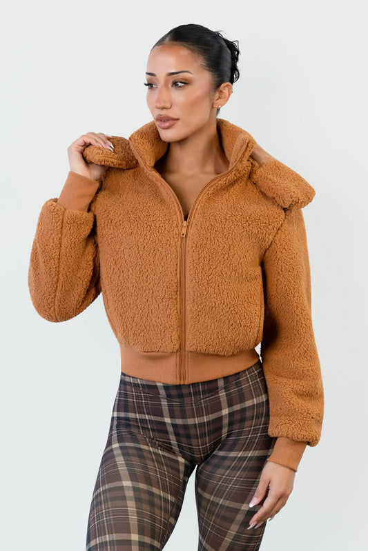 Vitality Teddy Bomber Jacket - Caramel