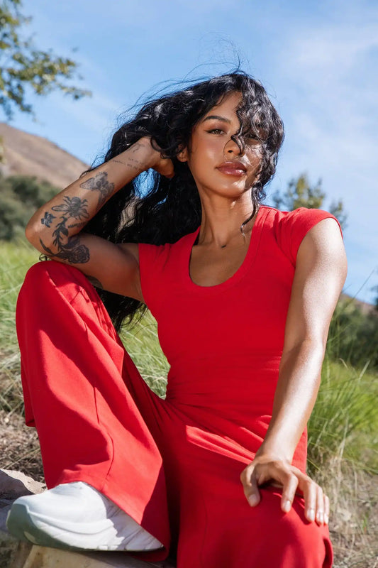 Vitality Basis® Scoop Tee - Poppy