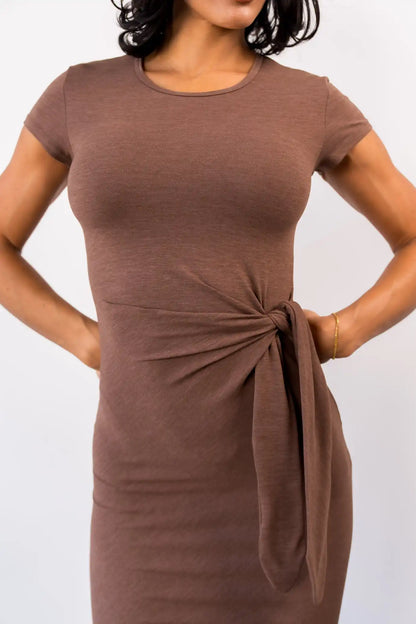 Vitality Daydream® Tie Midi Dress - Cocoa Marl