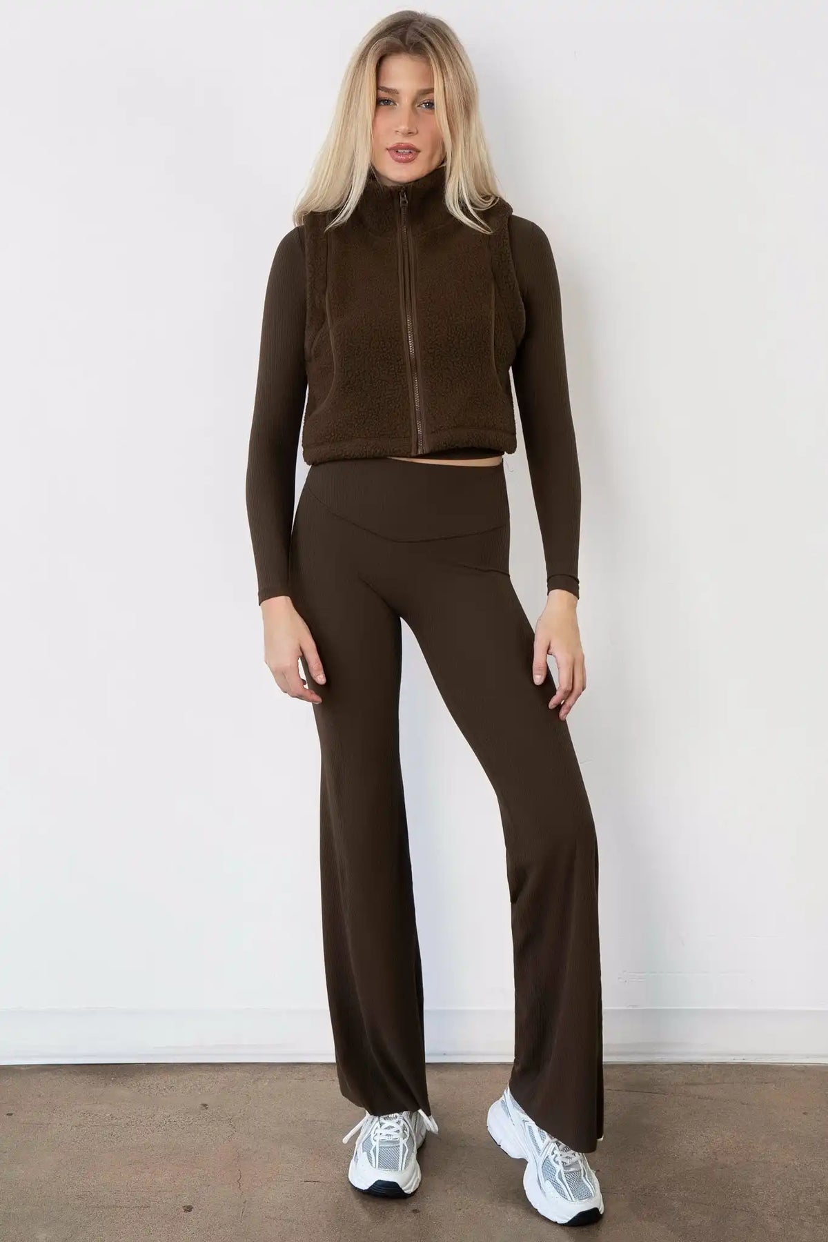 Vitality Polar Fleece Cropped Vest - Toasted Walnut