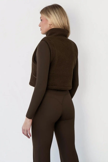 Vitality Polar Fleece Cropped Vest - Toasted Walnut