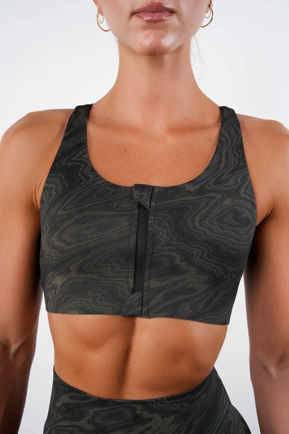 Vitality Pulse® Zip Bra - Woodgrain
