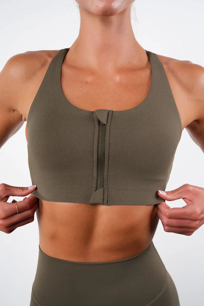 Vitality Pulse® Zip Bra - Coffee