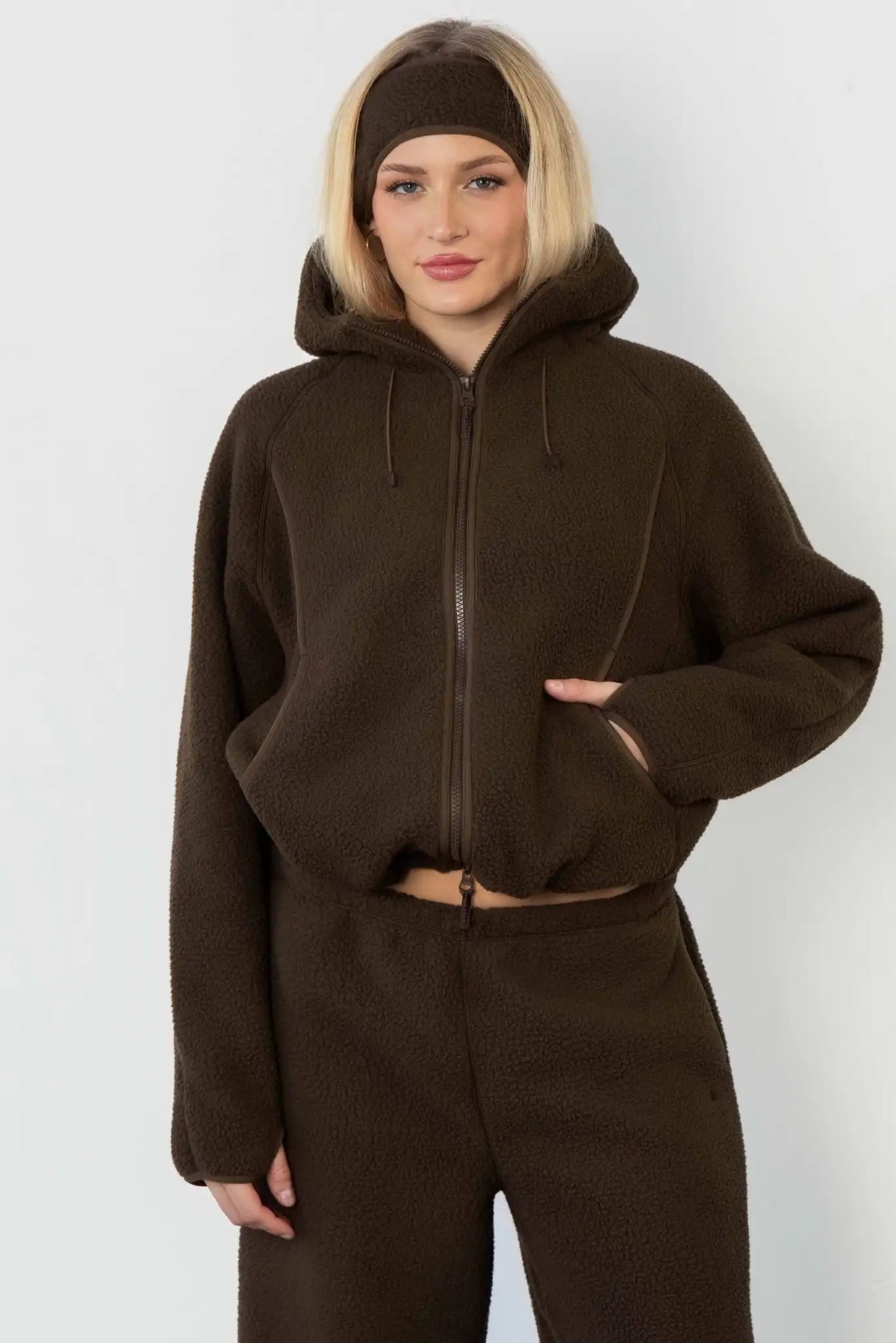 Vitality Polar Fleece Full Zip Hoodie - Toasted Walnut