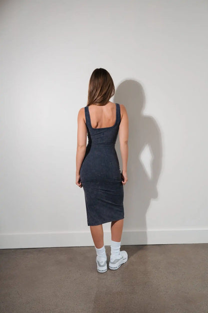Cloud II® Rib Basic Midi Dress - Oxford Washed