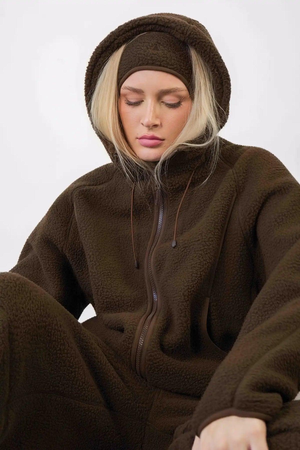 Vitality Polar Fleece Full Zip Hoodie - Toasted Walnut