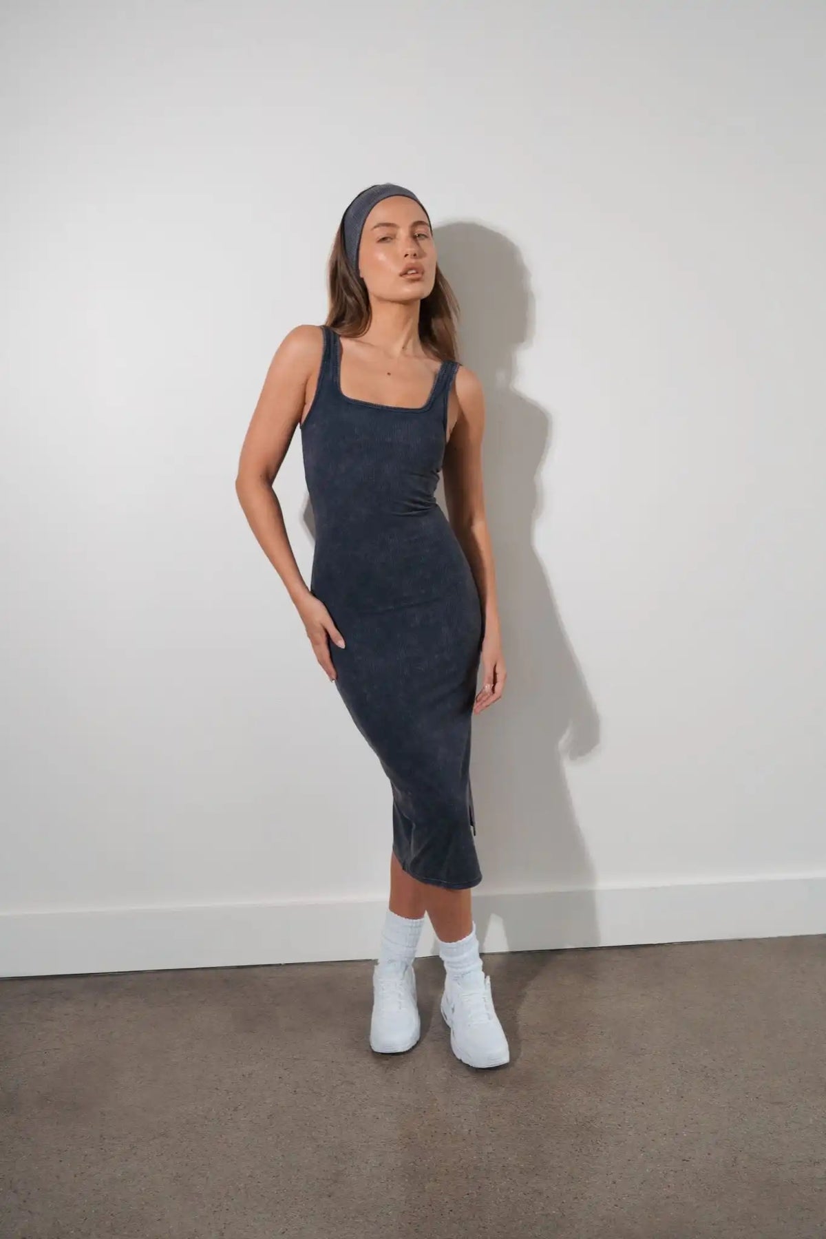 Cloud II® Rib Basic Midi Dress - Oxford Washed