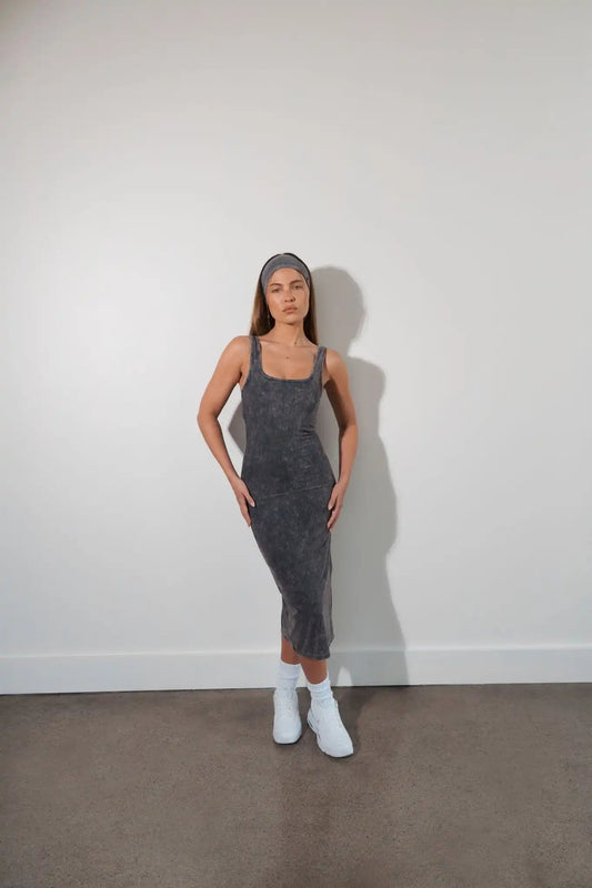 Cloud II® Rib Basic Midi Dress - Iron Washed