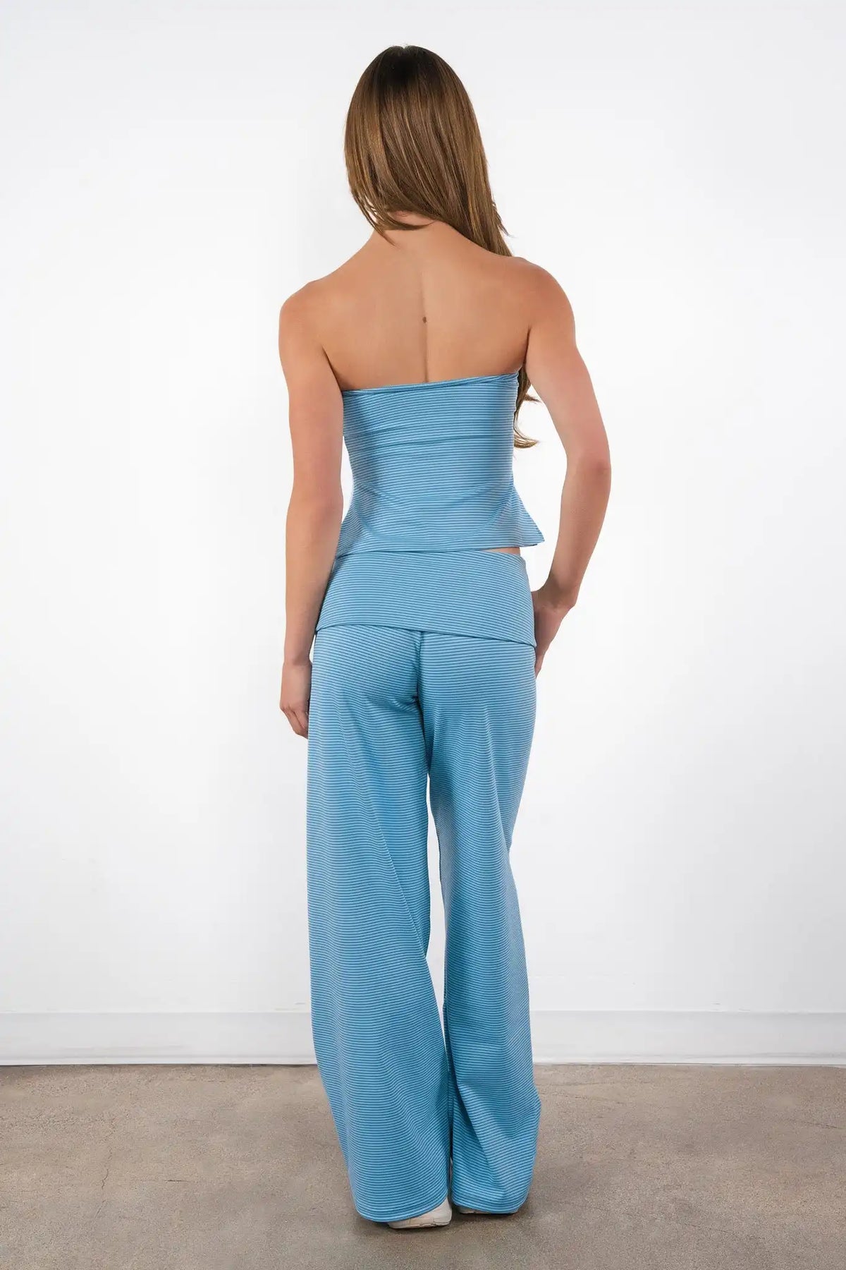 Vitality Microstripe Foldover Pant - Meadow Microstripe