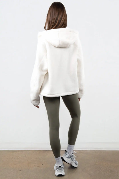 Vitality Polar Fleece Full Zip Hoodie - Egret