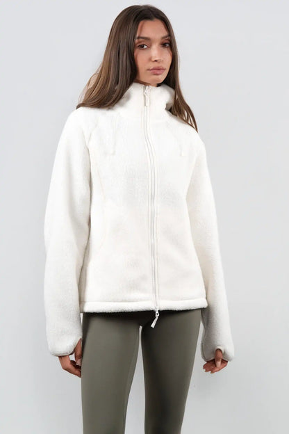 Vitality Polar Fleece Full Zip Hoodie - Egret