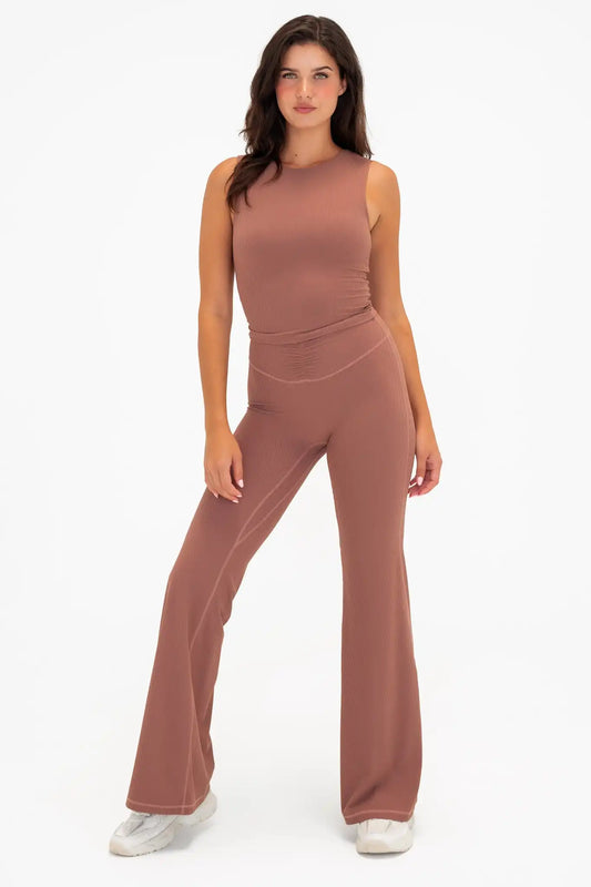 Cloud II® Rib Cinch Wide Leg Trouser - Sepia